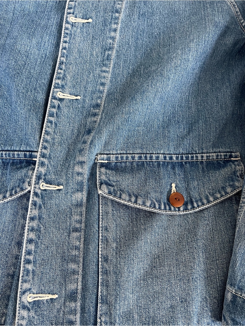 Re/Done 70s Denim Work Jacket with Embroidered Collar, oversized S - Picture 6 of 7